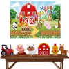 7Pcs/Pack Farm Themed Party Supplies,Indoor and Outdoor Farm Animals 3D Table Decoration,Include Farm Animals Centerpieces and Farm Happy Birthday Background Cloth