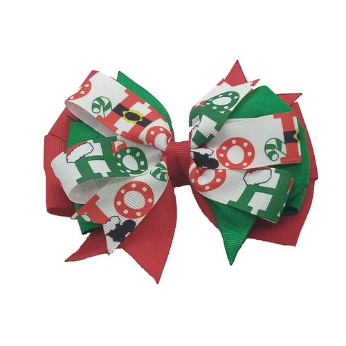 Holiday Christmas Ho Ho Ho Santa Hair Bow