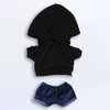 niannyyhouse Black Hoodies with Pocket Dark Blue Jeans 7.8in（20cm） Plush Humanoid Stuffed Doll Clothes (Black)