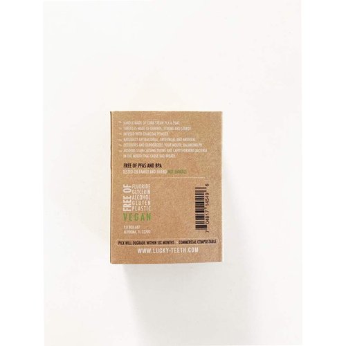 Improved -Biodegradable Activated Charcoal Floss Picks with Organic Peppermint Oil, Plastic Free. Zero Waste - 50 Unit