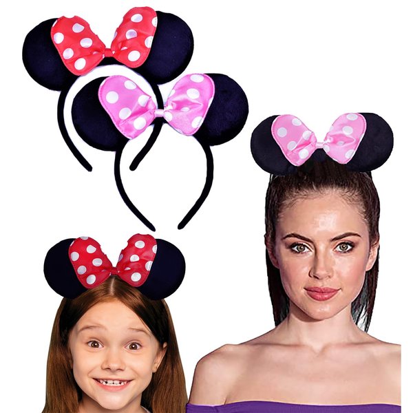 2Pack Minnie Girl Mouse Ears with Bow. Headbands for Mommy and Daughter.