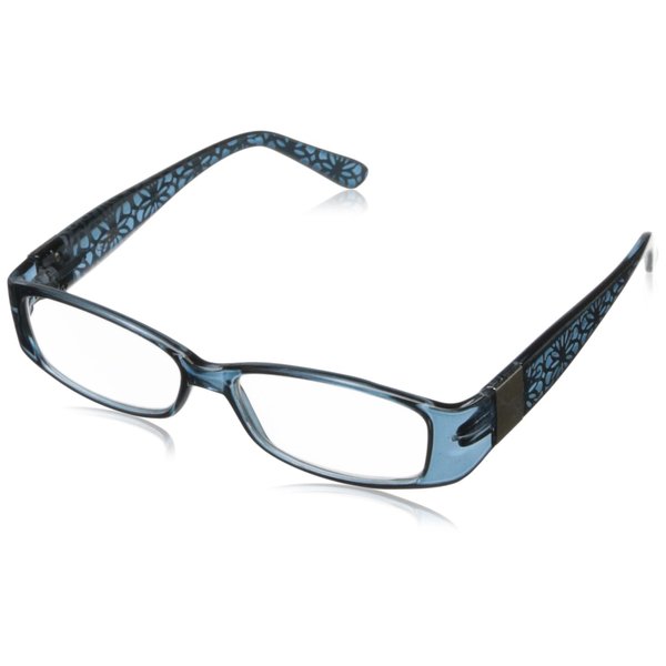 Foster Grant Women's Posh Rectangular Reading Glasses, Blue/Transparent, 52 mm, 1.25