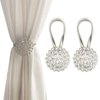 Magnetic Tiebacks for Curtains, 2 Pack Sparkling Crystal Flower Curtain Tiebacks Curtain Buckle Clips with High-Elastic Spring Wire for Home Office Decoration (White)