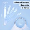 IBEQUEM 300Pcs Clear Nail Swatch Sticks with Ring, 2 Styles Fan-Shaped Nail Art Polish Display Tips, False Nail Sample Sticks, Nail Practice Color Display Polish Board for Nail Art Polish, Salon, DIY