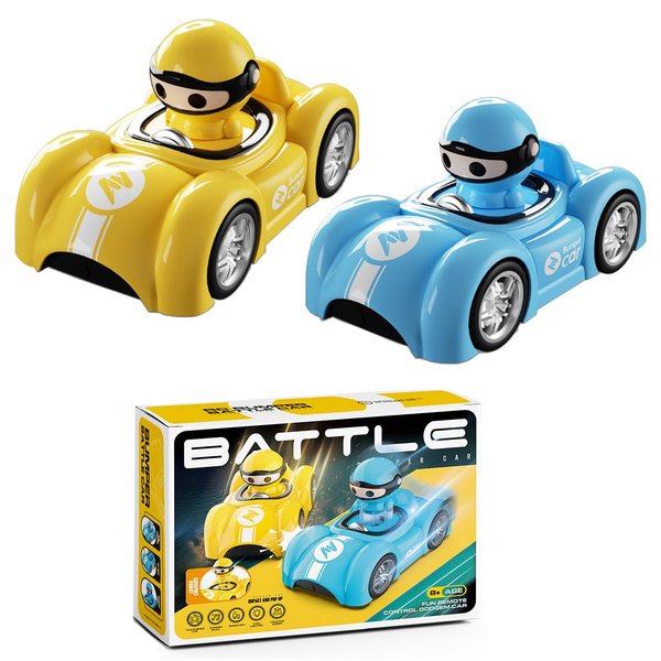 Remote Controlled Speed Bumper Cars, Mini Bumper Ejector Vehicles, ,RC Stunt Car with Light & Music,Parent-Child Interaction Gifts for Boys Girls,Toy Cars for Kids Birthday Christmas (Blue & Yellow)