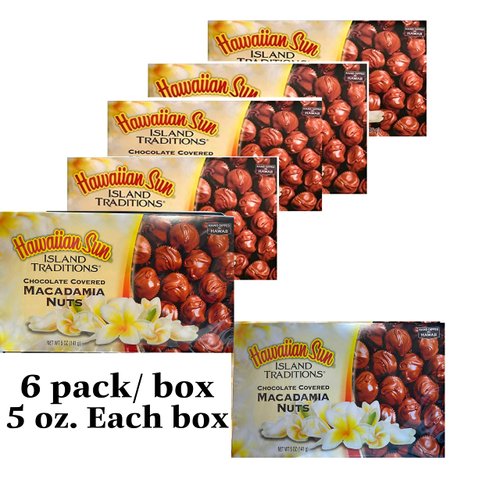 Hawaiian Sun Island Traditions Chocolate Covered Macadamia Nuts 6box Pack (5ounce) - 30ounce