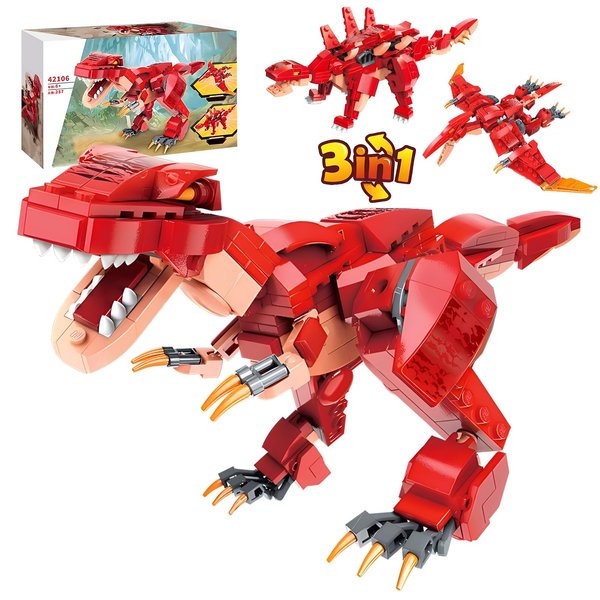CAXIMSY Creator 3 in 1 Dinosaur Building Block Sets for Kids 5-7 Animals Dragon Kits Gift for Boys 287 Pieces