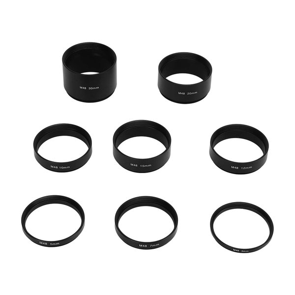 Focal Length Extension Tube Kit, 8 PCS Aluminum Alloy M48X0.75 Astronomical Extension Tube Kit 3 5 7 10 12 15 20 30mm Extending Ring for Astronomical Telescope Photography