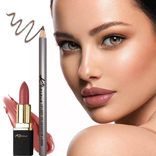 Khasana Lipstick and Lip liner Set, Gloss Finish, Vitamin E and Vitamin C Infused for Nourishment, and Hydration, Long Lasting Creamy Formula, Color Matched Gift Pack (LOVE BIZARRE)