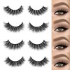 SY LASHES 15mm 3D Real Mink Lashes Natural Look Cat Eye False Eyelashes Wispy Short Fake Eye Lashes Fluffy Luxury Volume 5D Strip Eyelashes (Lucky, 4 Pairs)
