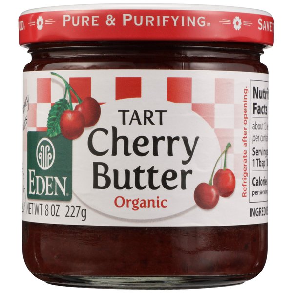 Eden Organic Cherry Butter, 8 oz Glass Jar, Montmorency Tart Cherries