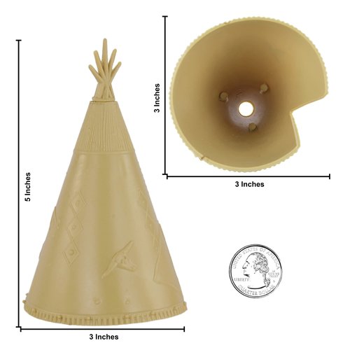 BMC Classic Plains Indian Teepees - Tan 3pc Western Plastic Playset Accessories