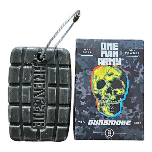 GRENADE Gunsmoke Bar Soap for Men Body and Face Natural Cleanser Fresh Masculine Scent Gift for Him American Made