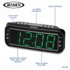 JENSEN JCR-206 Digital AM/FM Dual Alarm Clock Radio, Simple, Sleek Design with Large 1.8” Green LED Display, Aux Input, and Built-in Speaker