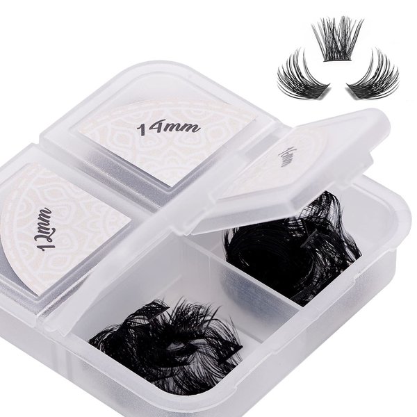 Lash Clusters, 96 Pcs Individual Cluster Lashes DIY Lash Extension 10-16mm Eyelash Clusters Volume Wispy Lashes Super Thin Band Reusable Soft & Comfortable（T01-96-D-10-16MIX）