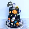 40PCS Astronaut Space Cake Toppers Outer Space Astronaut Figurine Meteorite Planet Rocket Stars and Gold Silver Ball Space Theme Cake Decorations for Baby Shower Kids Birthday Party Supplies