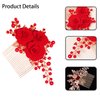 2 PCS Flower Hair Comb Red Rose Comb Red Hair Clip Gold Rose Bridal Side Combs Floral Rhinestone Pearl Combs Pearl Flower Wedding Hair Piece Bridal Hair Comb Sparkly Hair Accessory for Women