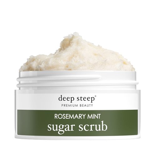 Deep Steep Sugar Scrub, Rosemary Mint, 8 oz – Exfoliating Body Scrub with Organic Coconut Oil, Shea Butter & Argan Oil – Vegan, Clean Beauty, Smooth, Soft & Nourished Skin