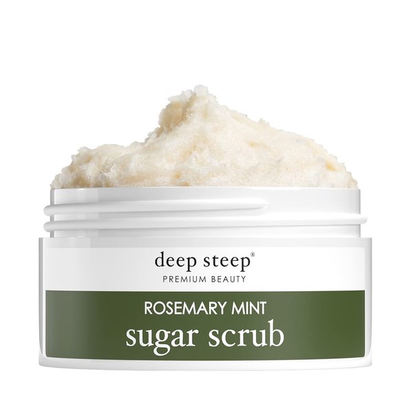 Deep Steep Sugar Scrub, Rosemary Mint, 8 oz – Exfoliating Body Scrub with Organic Coconut Oil, Shea Butter & Argan Oil – Vegan, Clean Beauty, Smooth, Soft & Nourished Skin
