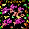 24 Pieces Glow Party Neon Party Supplies Happy Birthday Cake and Cupcake Toppers for Glow Neon Birthday Party Wedding Decoration Black Light Reactive Party Halloween Christmas