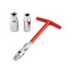 QWORK Spark Plug Socket Wrench, Universal,T-handle, 6mm (5/8") & 21mm (13/16") Remover Installer