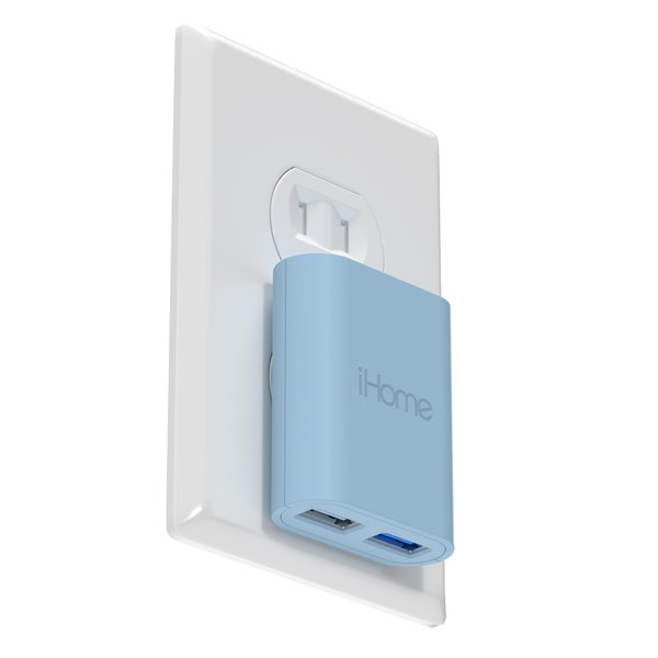 iHome 2 Port USB Wall Charger: AC Pro Multiport USB Charger, USB Plug Adapter & Phone Charging Block, Double USB Wall Plug, Flat 2 Port USB Charger & USB Wall Adapter