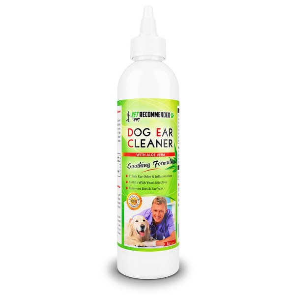 Vet Recommended Dog Ear Cleanser with Natural Aloe Vera for Dog Ear Cleaning (8oz/240ml).