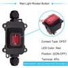 Hmknana IP67 Waterproof Inline Cord Switch 12V DC 20A DPST 4Pin 2 Position On Off Outdoor Toggle Switch with Red Light Rocker Button,Two-Side Entry & Exit Line