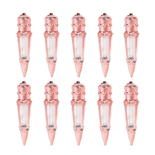 CTKcom 3ml Lip Gloss Tubes Lipstick Tubes with Radish Shape Empty Plastic Refillable Lip Gloss Containers with Wand, for Women Girls DIY Cosmetic Makeup,Rose Gold,10 Pack