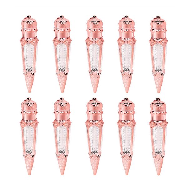 CTKcom 3ml Lip Gloss Tubes Lipstick Tubes with Radish Shape Empty Plastic Refillable Lip Gloss Containers with Wand, for Women Girls DIY Cosmetic Makeup,Rose Gold,10 Pack