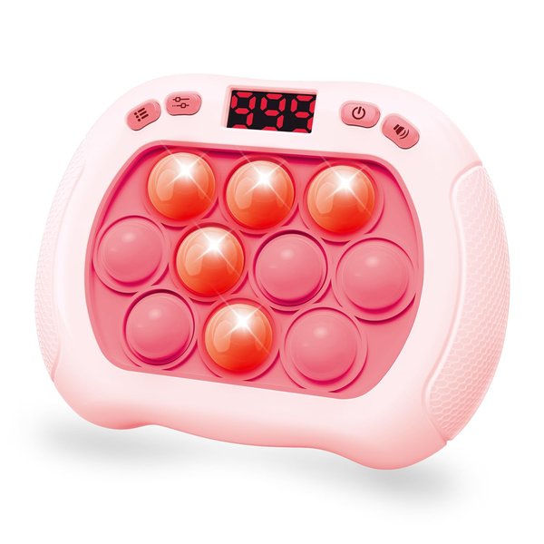 Intoypad Pop Game Light Up Fidget Toy for Kids, 6 Modes LED Screen Quick Push Pop Game Controller Electric Fidget Popper Game Quick Push Bubble Game Birthday Toys for Girls Pink
