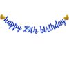 SUNbetterland Blue glitter Happy 29th Birthday Banner, Pre-Strung,Boy's Man's 10th Birthday Party Decorations Supplies, Happy 29th Birthday