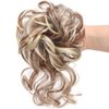 EPERDE Tousled Updo Bun Hair Piece Ponytail Wrap Scrunchies with Elastic Rubber Hair Band Synthetic Short Wavy Curly Hair Extensions for Women Girls with Tendrils Messy Ball Head Wig (5PCS, Blonde)