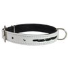 Black and White Genuine Leather Designer Dog Collar with Braids (10"-12" Neck)