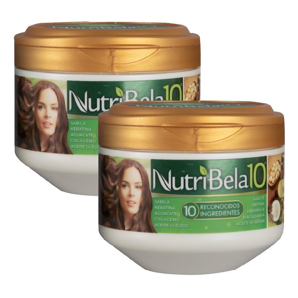 Nutribela Deep conditioner & Hair Mask for damaged dry Restoration treatment with Avocado Argan Collagen Coconut oil Keratin Aloe Vera Vitamin E Serum Shea Butter Curly Frizzy 10.5 Onz 2 pcs pack