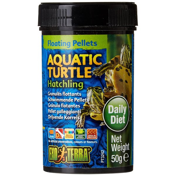 Exo Terra Aquatic Turtle Hatchling Food, Floating Pellets for Reptiles, 1.7 Oz., PT3242