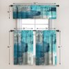 MCALK Turquoise Blackout Kitchen Curtains Tiers and Valances Set 3 Piece for Windows Grey Kitchen Window Curtains Set,Modern Abstract Art Valances for Living Room(36" Tiers Set)
