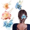 4 PCS Flower Hair Pins Pink Hair Pins Set Embellished with Pearls Beautiful Hair Pins Floral Hair Pieces Headpieces Flower Decorative Hair Jewelry Accessories for Women and Girls