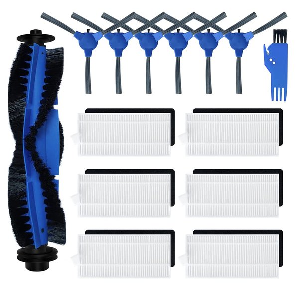 Spare Accessories Compatible with eufy 11S, 25C, 30C Slim Robotic Vacuum Cleaner NOT for Max/G/L Series Replacement Parts Include: 1 Roller Brush 6 Edge Brushes 6 Filter Foam Kit