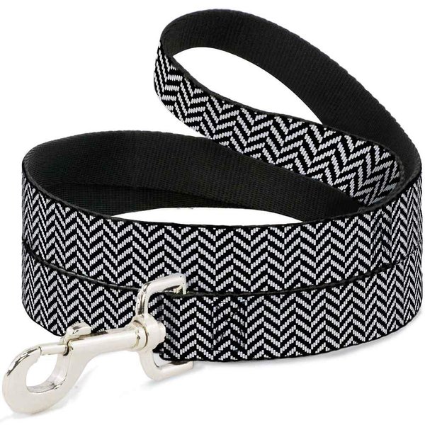 Buckle-Down Pet Leash - Herringbone Jagged Black/White - 6 Feet Long - 1" Wide