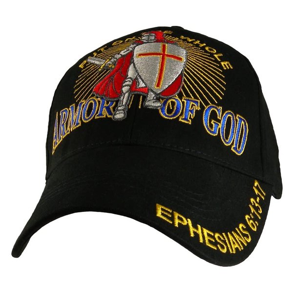 Put on the Whole Armor of God Embroidered Baseball Cap, Black, Adjustable