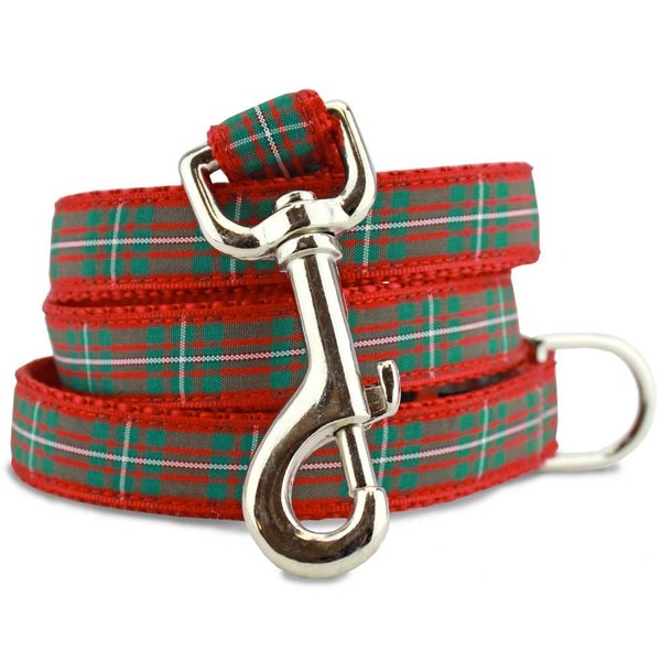 The Artful Canine Holiday Plaid Dog Leash, 5 Ft Long, 5/8" Wide