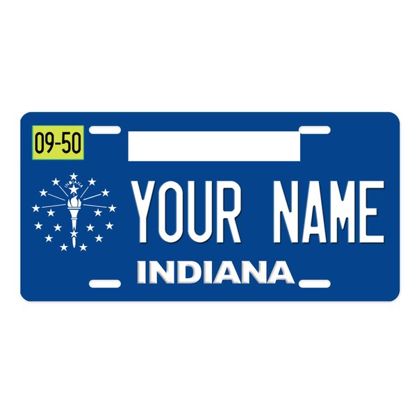 Bleu Reign Personalized License Plate Indiana Car Vehicle, Add Custom Name (6x12in)