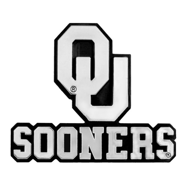 FANMATS 60366 Oklahoma Sooners Molded Chrome Plastic Emblem - OU Primary Logo