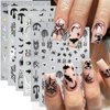 Shiny Crystal Spider Nail Stickers for Nail Art 6 Sheets Halloween Nail Decals 3D Self-Adhesive Spider Web Spider Ghost Bat Halloween Nail Art Stickers DIY Manicure Decoration Supplies for Women Girls
