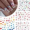 Baoximong 9 Sheets Flower Nail Art Stickers Decals 3D Self-Adhesive Nail Decals Spring Floral Nail Art Supplies Charming Daisy Leave Peony Nail Accessories for Women Nail Decorations Design