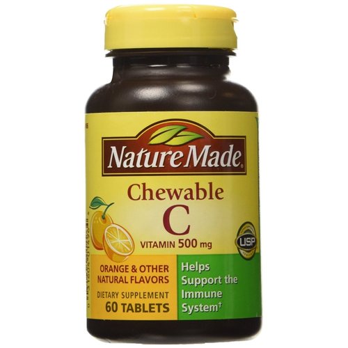 Nature Made Vitamin C 500 mg Chewable Tablets, Orange 60 ea (Pack of 4)