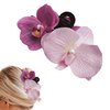 Orchid Hair Clip Butterfly Orchid Hair Claw Clip for Women - Hawaiian Flower Hair Clips Orchid Hair Clips For Women - Womens Floral Hair Claw Clips - Stylish Floral Hair Accessories (Pink-Purple)
