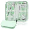 Manicure Pedicure Set, Nail Clipper Set for Men Women, Professional Manicure Kit Pedicure Kit, Nail Care Kit with Green Travel Leather Bag, Set 12 in 1