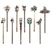 10PCS Retro Hair Pins Vintage Hair Clips Elegant Crystal Rhinestone Hairpins Metal Bobby Pins Hair Accessories for Women Ladies and Girls Headwear Styling Tools